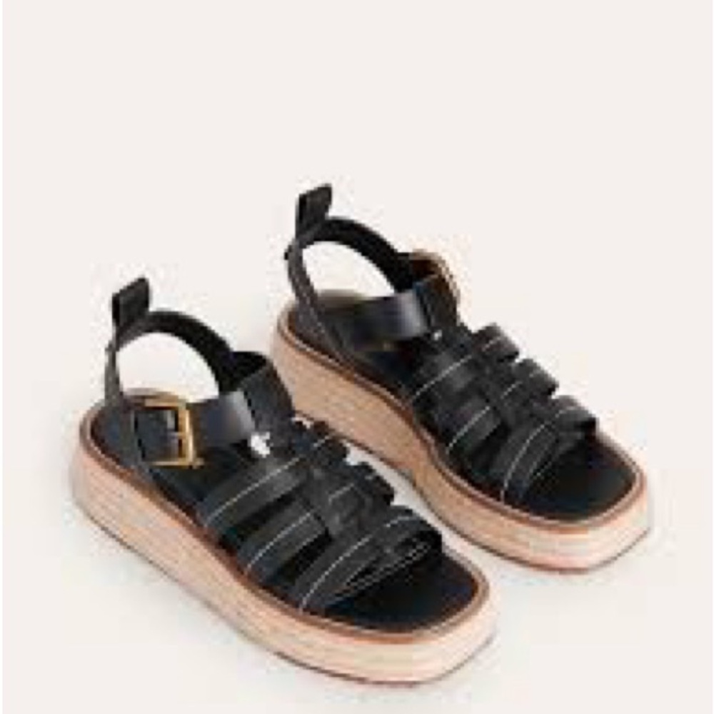 Boden Black and Tan Sandals with Contoured Footbed